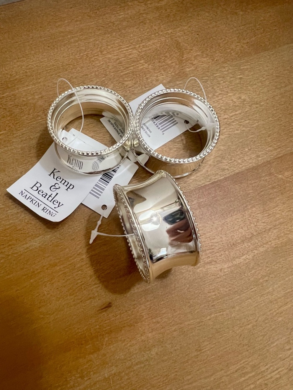 Kemp & Beatley Silver Beaded Edge Napkin Rings - Set of 12